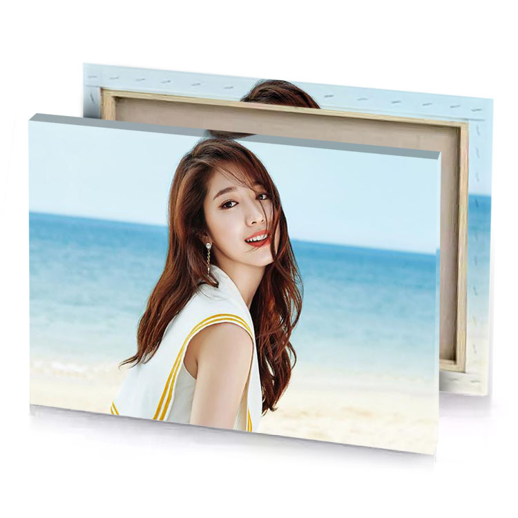 a woman standing on beach with surfboard lavender canvas