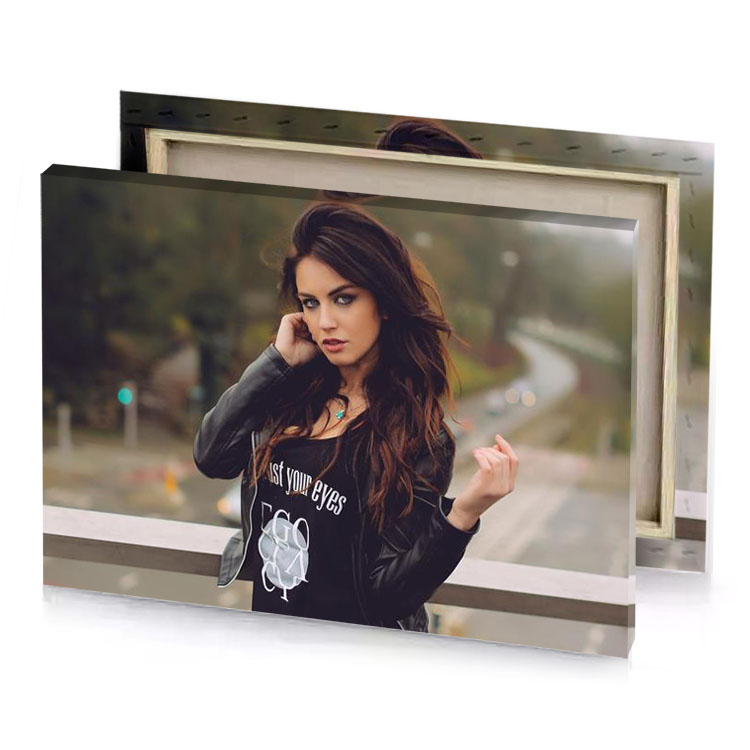 a woman wearing black shirt bistre canvas