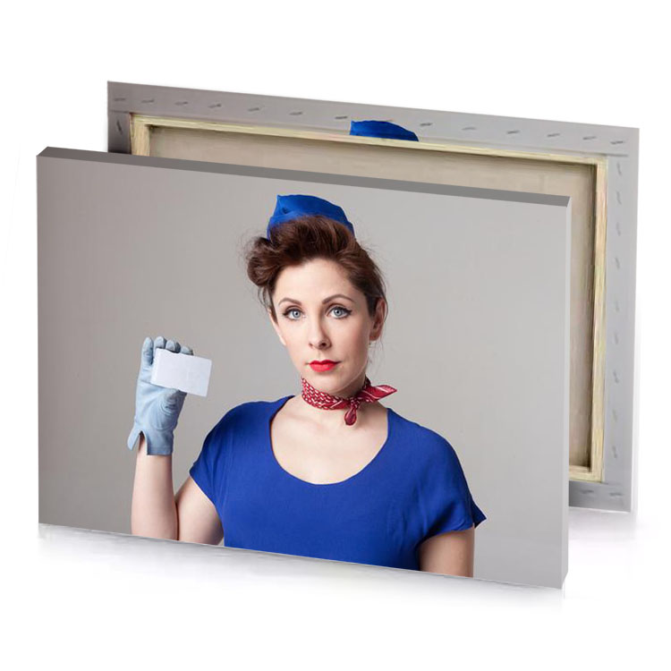 a woman wearing blue dress dark cornflower canvas