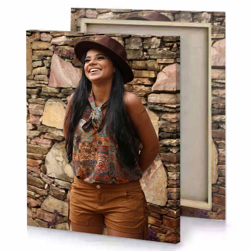 a woman wearing hat and shirt bistre canvas