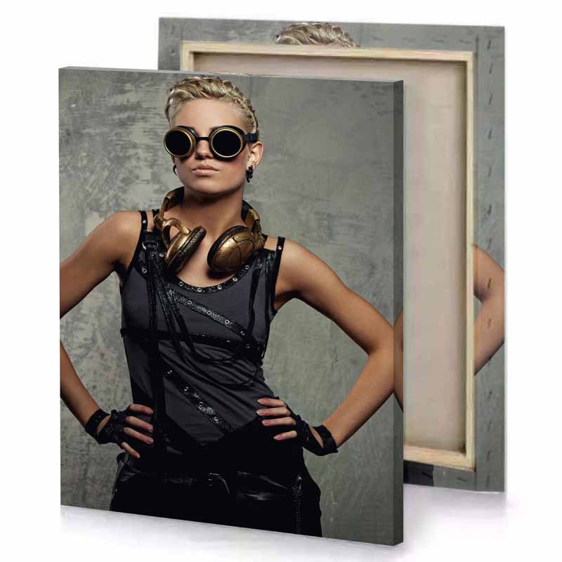 a woman wearing pair of sunglasses and black top smoky canvas