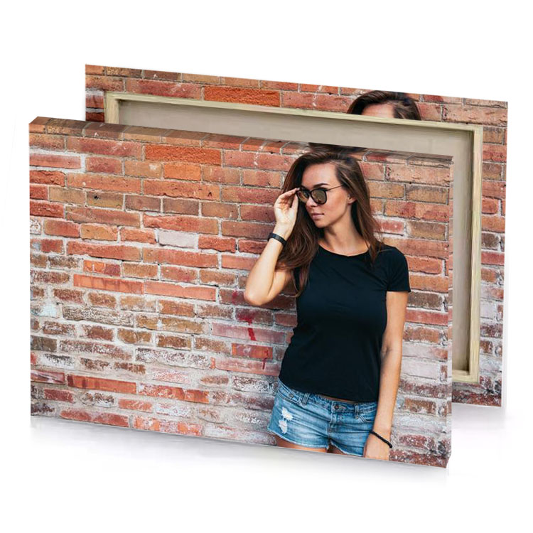 a woman wearing sunglasses and black shirt silver canvas