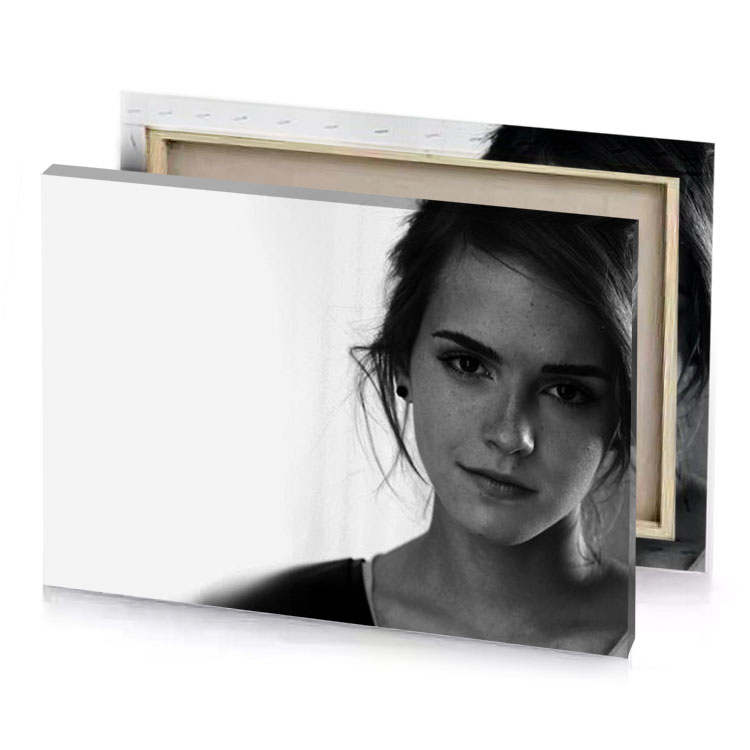 a woman with black and white photo smoke canvas