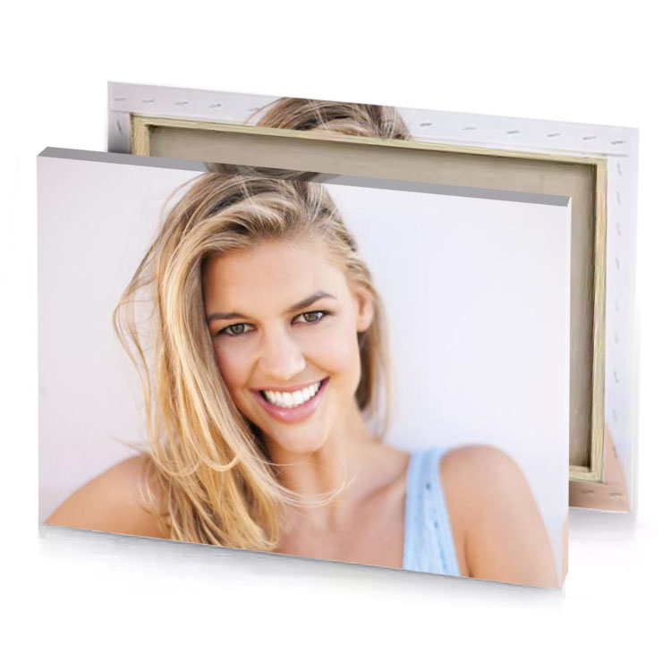 a woman with blonde hair smiling platinum canvas