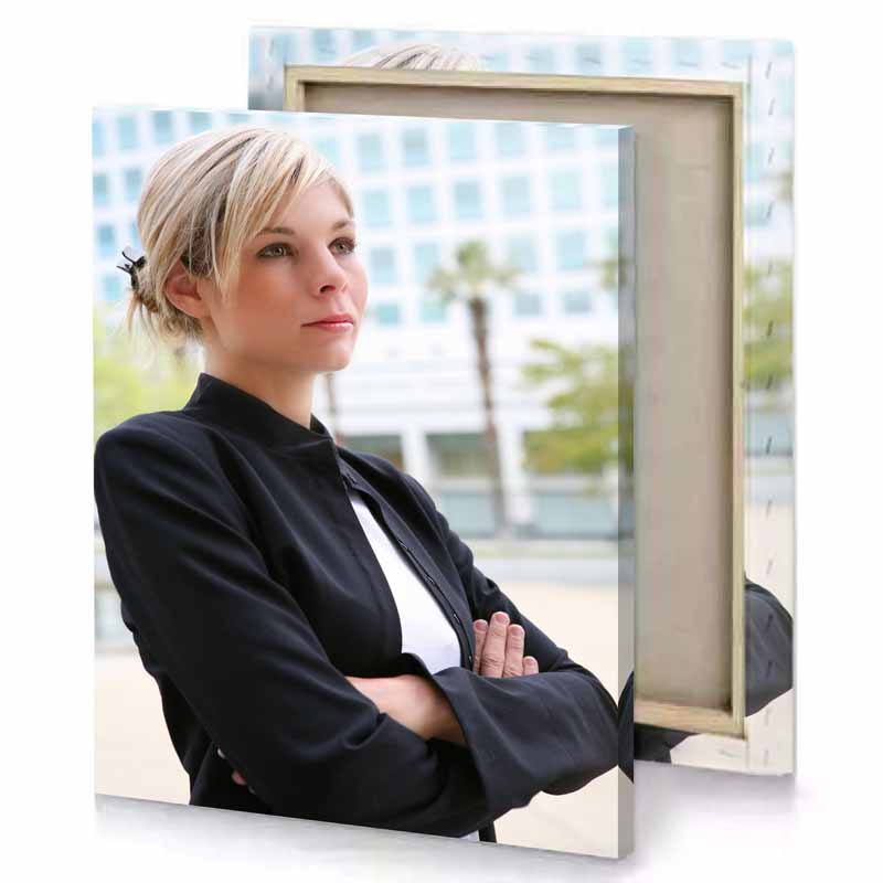 a woman with blonde hair white smoke canvas