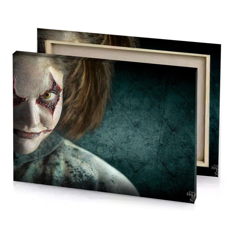 a woman with bloody face and red hair charcoal canvas