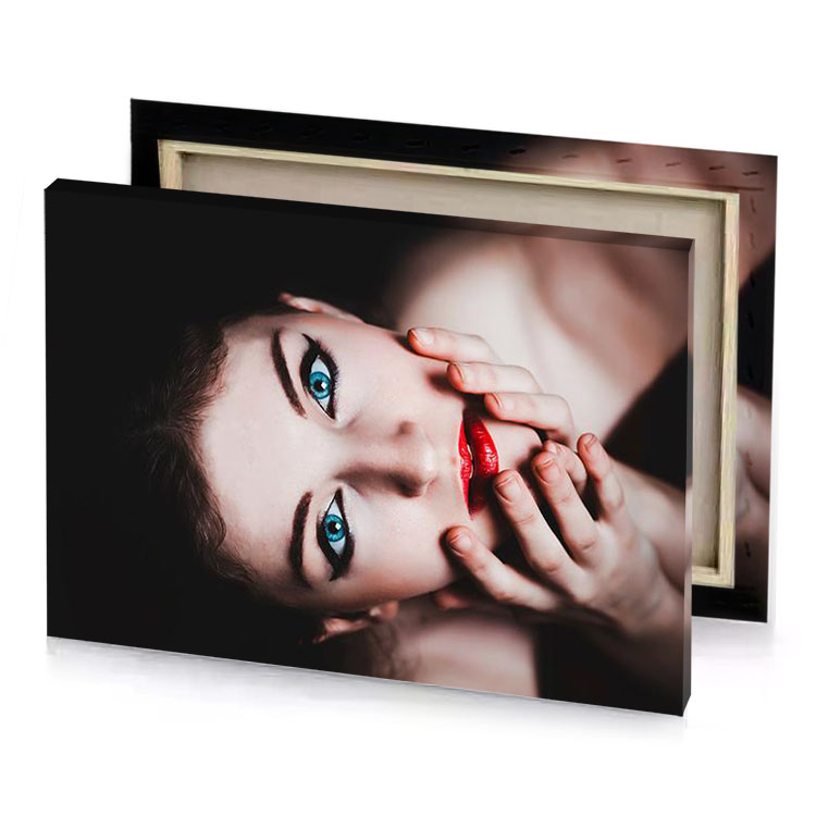 a woman with blue eyes thistle canvas