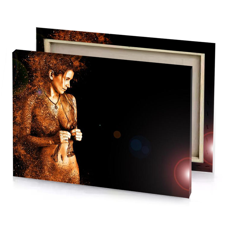 a woman with cell in her hand smoky black canvas