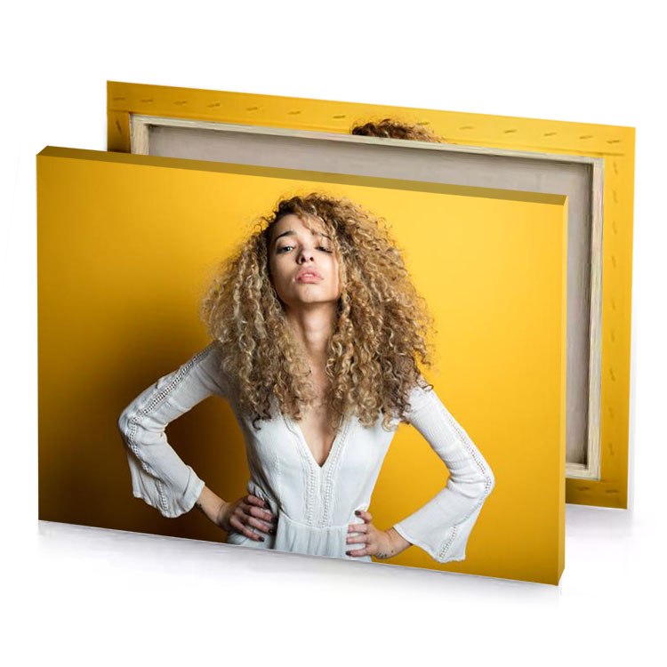 a woman with curly hair dark golden rod canvas