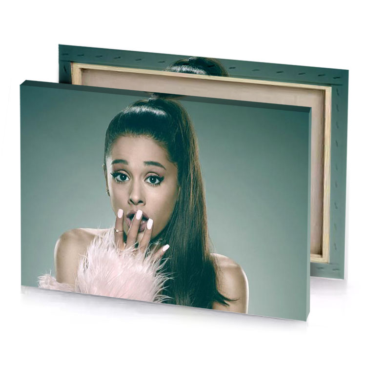a woman with feather on her finger dim gray canvas