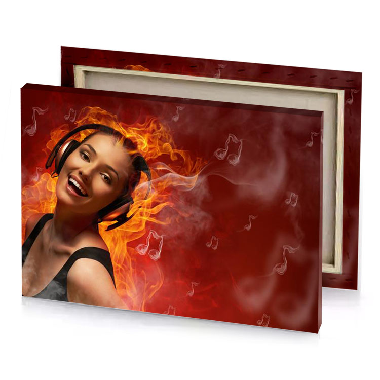 a woman with fire in her hair maroon canvas
