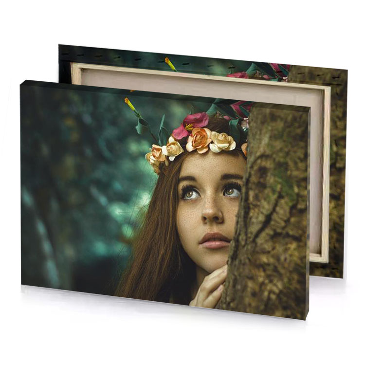 a woman with flowers in her hair is leaning against bistre canvas