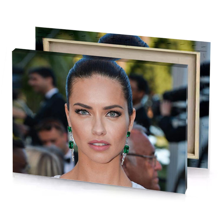 a woman with green eyes and white dress smoky black canvas