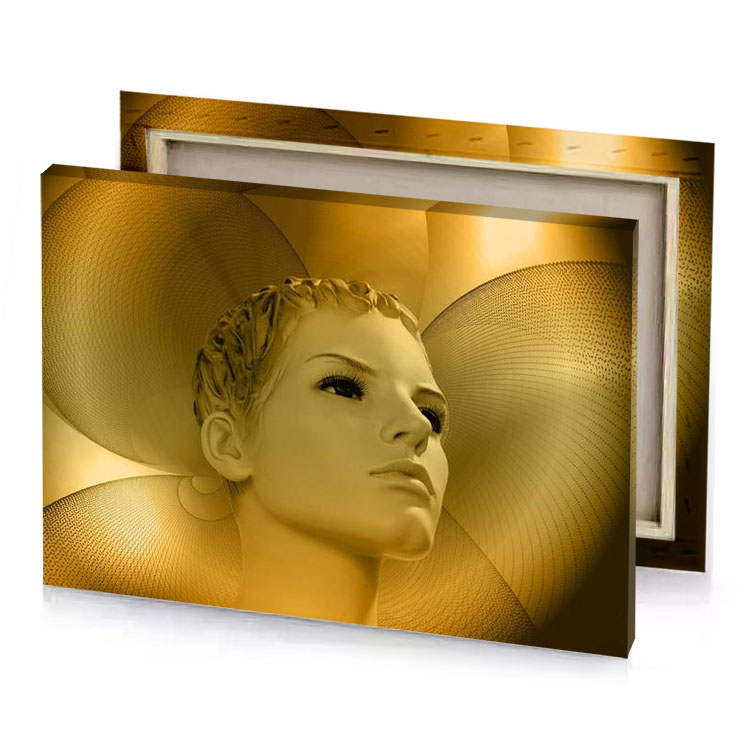 a woman with hat and large white angel copper canvas