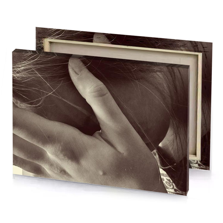 a woman with her hand on ear camouflage green canvas