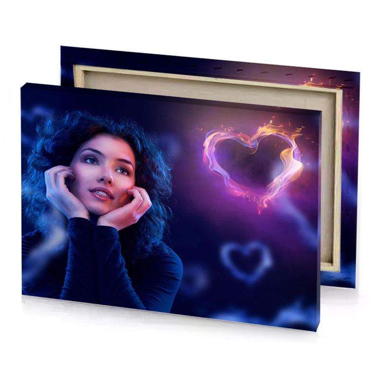 a woman with her hand on face looking up at prussian blue canvas