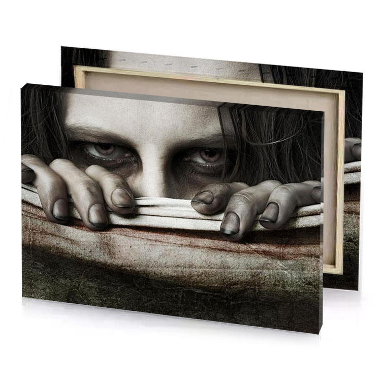 a woman with her hands on face rose quartz canvas