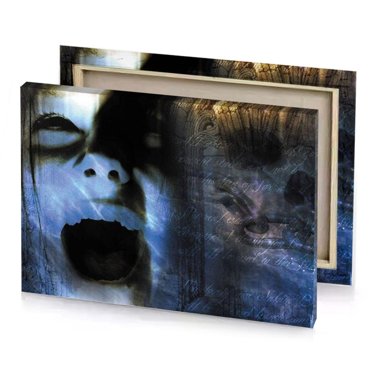 a woman with her mouth open and face painted in iceberg canvas
