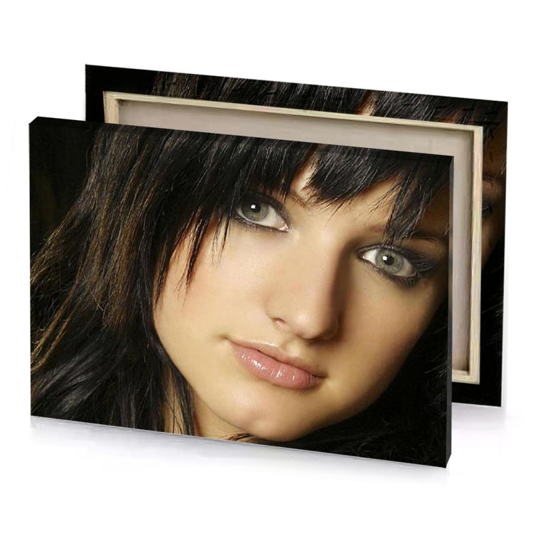 a woman with long black hair and green eyes smoky canvas