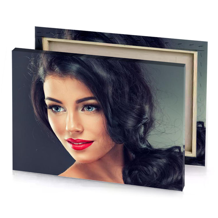 a woman with long black hair and red lipstick charcoal canvas