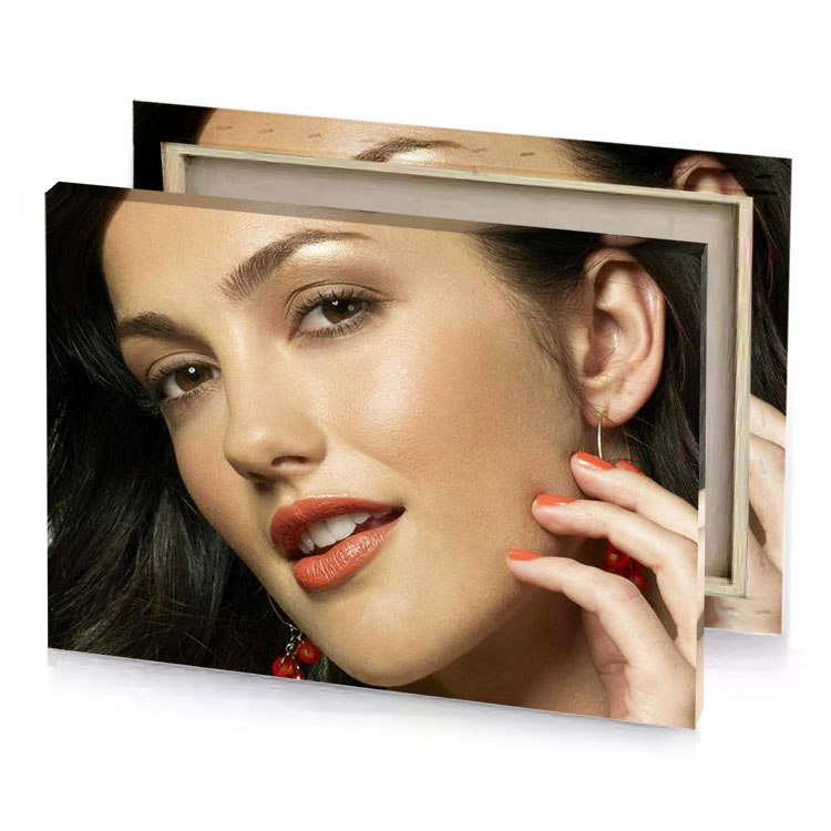 a woman with long black hair and red lipstick smoky canvas