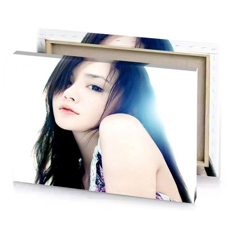 a woman with long black hair and white background smoke canvas