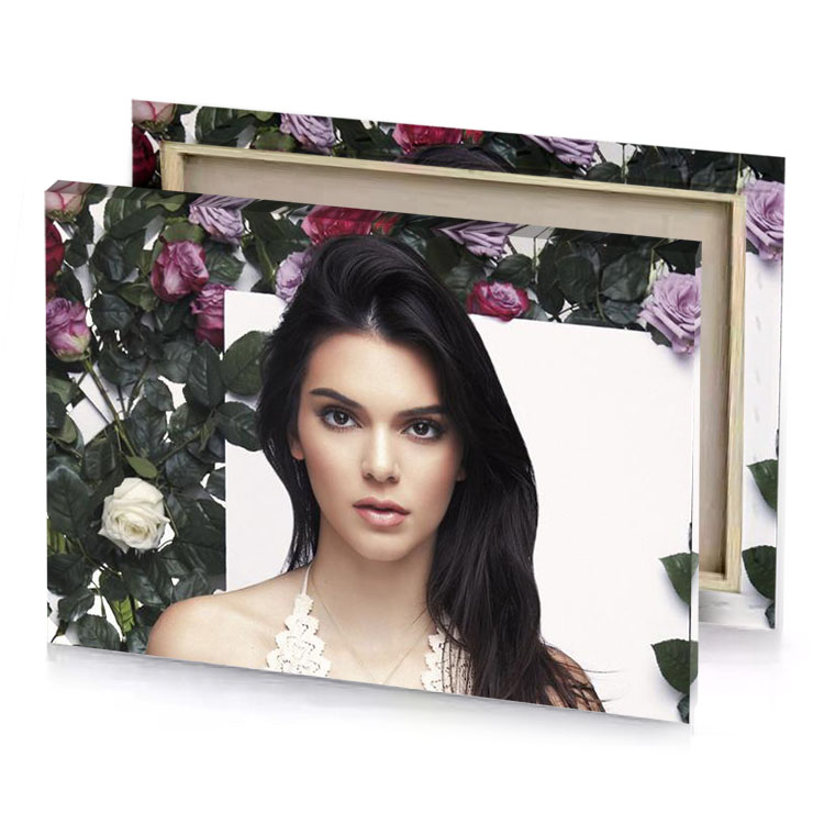 a woman with long black hair and white dress bistre canvas