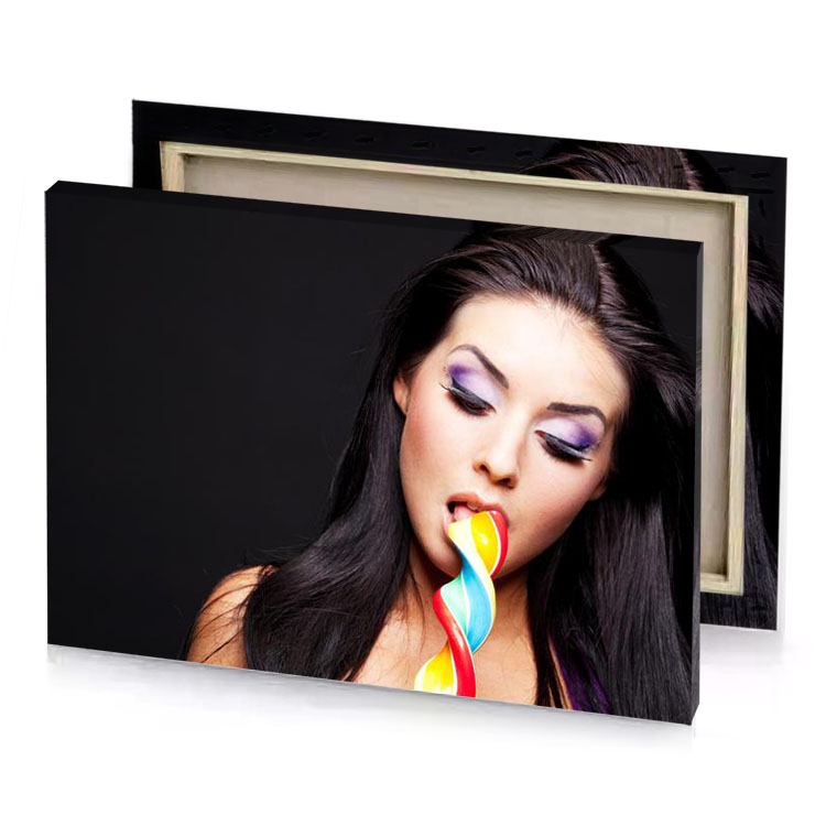 a woman with long black hair smoky canvas
