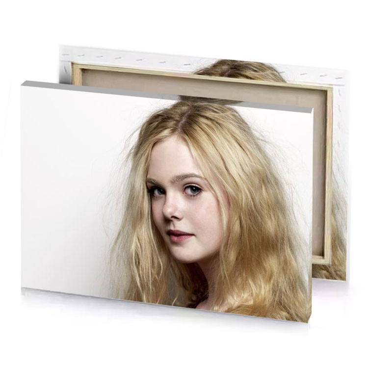 a woman with long blonde hair and blue eyes white smoke canvas