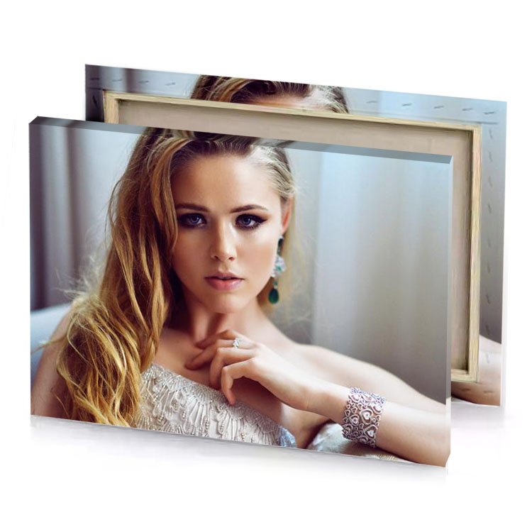 a woman with long blonde hair silver canvas