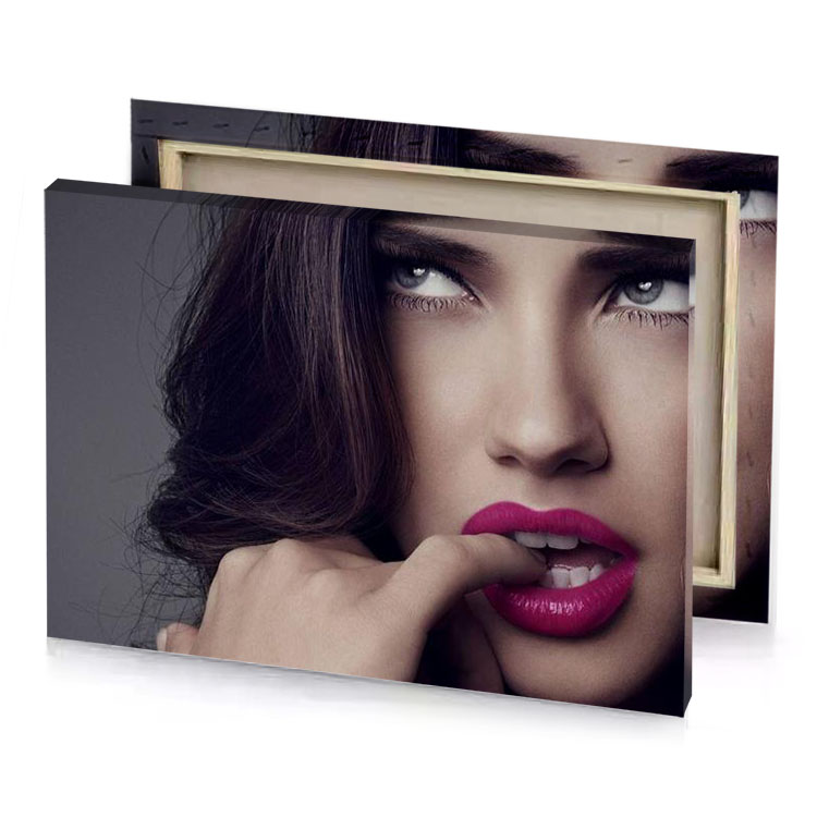 a woman with long brown hair and red lipstick charcoal canvas