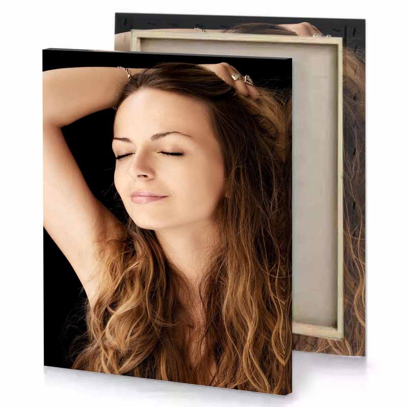 a woman with long hair and black background bistre canvas
