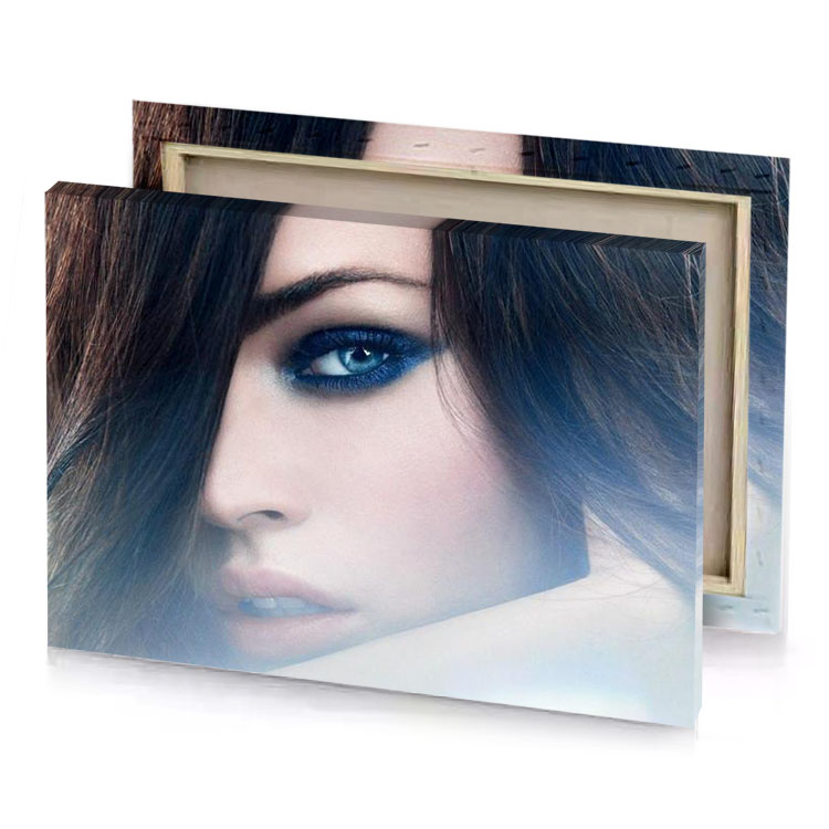 a woman with long hair and blue eyes platinum canvas