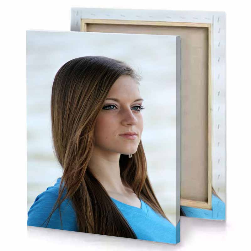 a woman with long hair and blue shirt platinum canvas