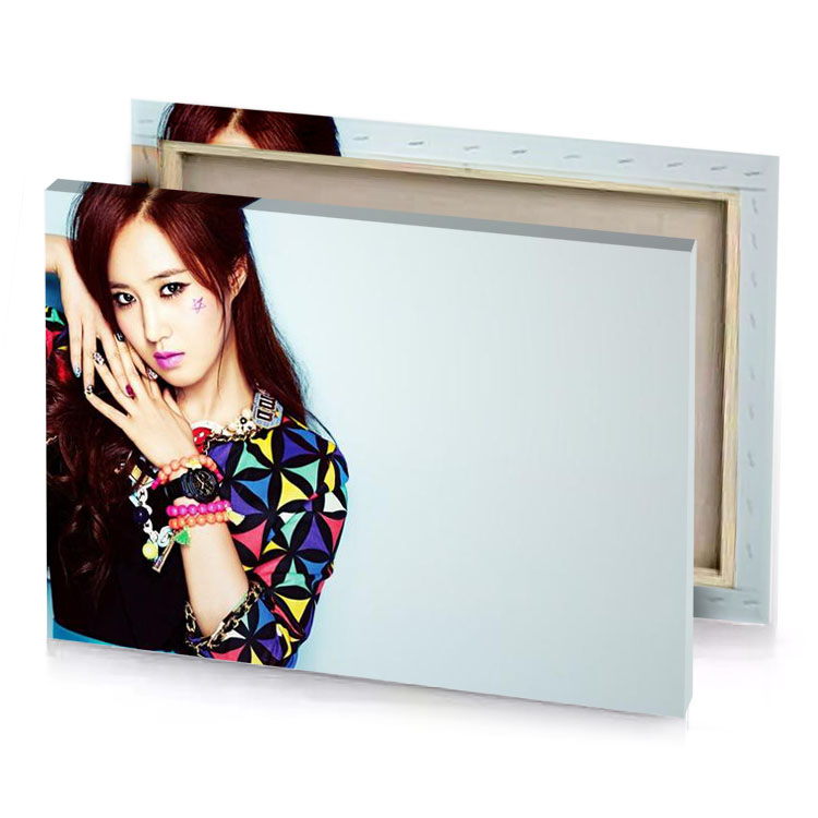 a woman with long hair and colorful shirt platinum canvas