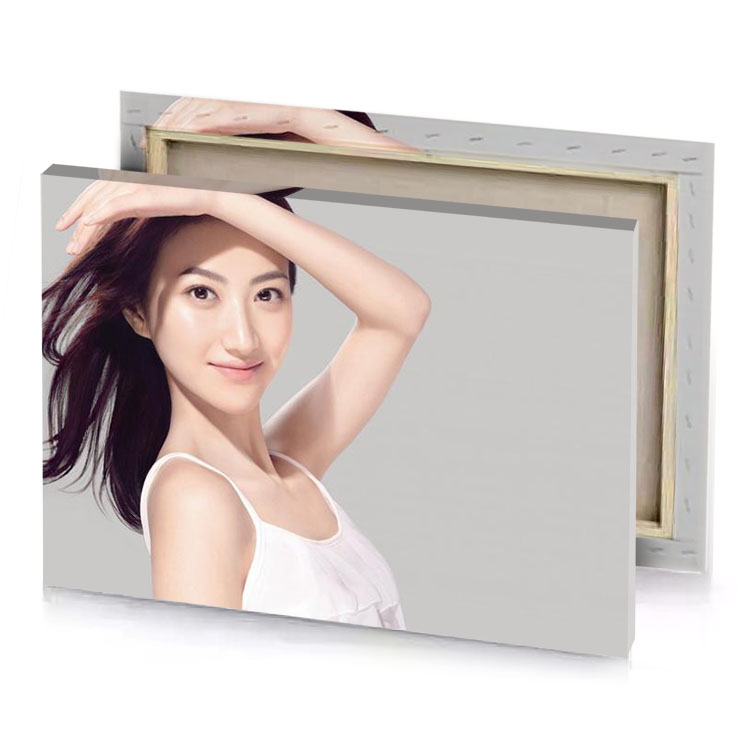 a woman with long hair and white dress silver canvas