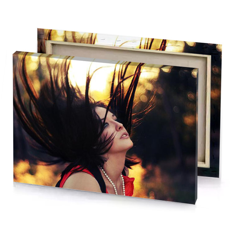 a woman with long hair in the air smoky black canvas