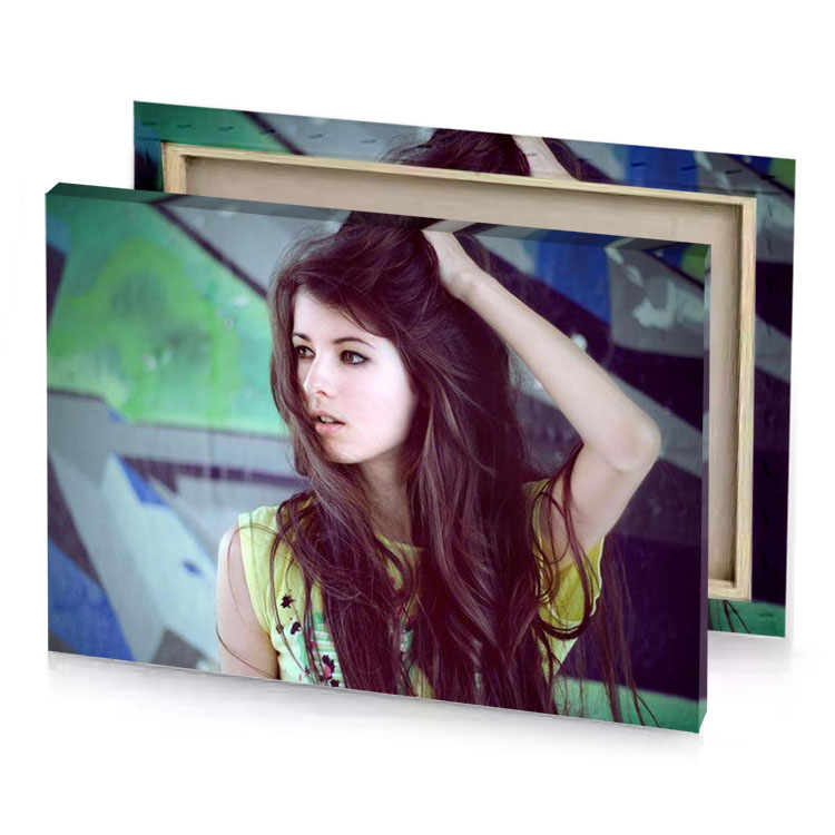a woman with long hair standing in front of wall zinnwaldite brown canvas