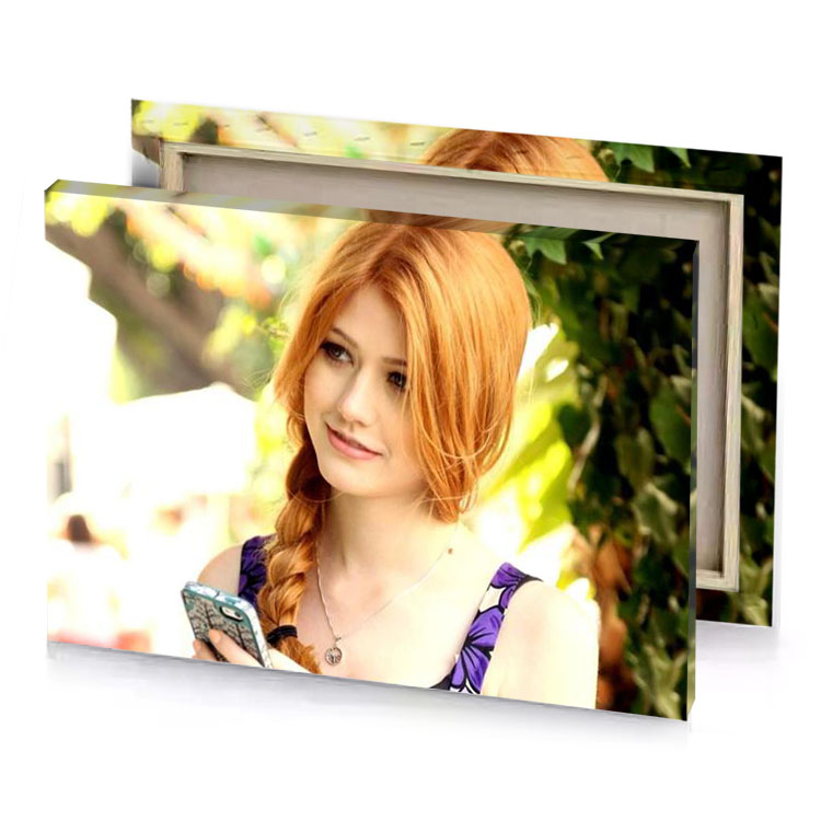 a woman with long red hair and blue dress corn silk canvas