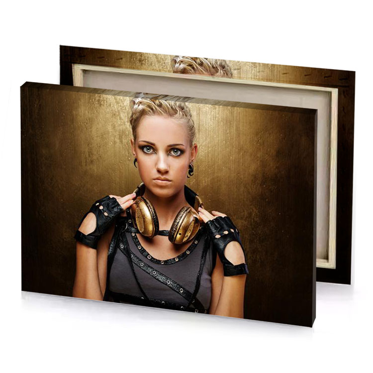 a woman with pair of headphones on her neck smoky black canvas