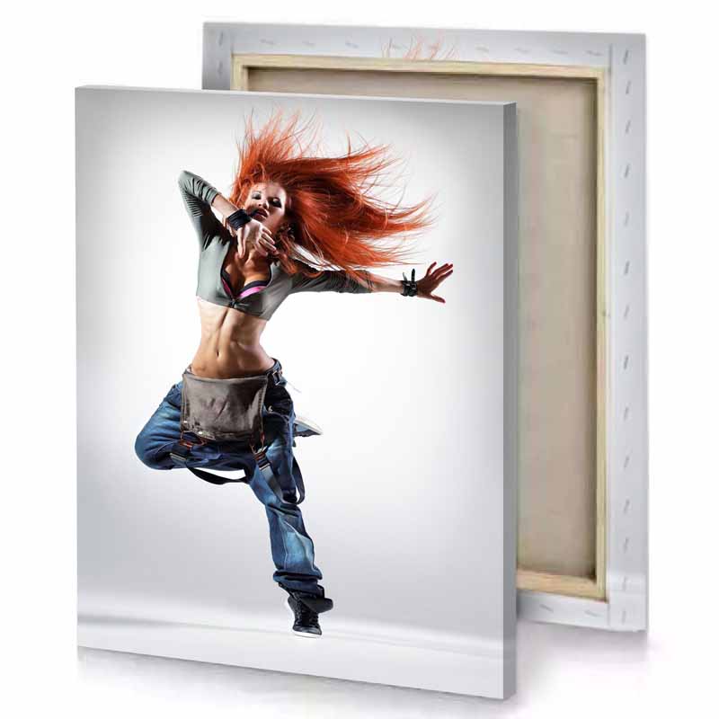 a woman with red hair is dancing ghost white canvas