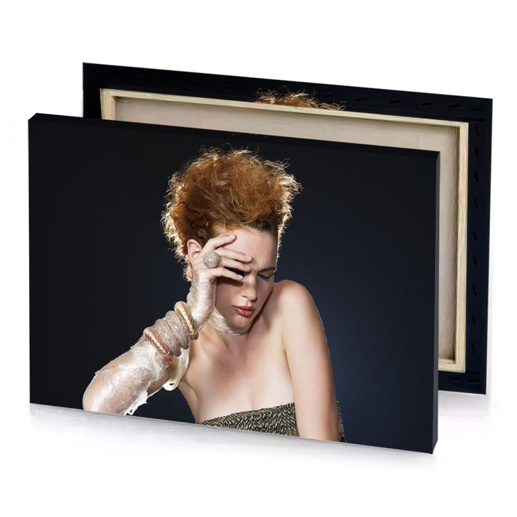 a woman with red hair smoky black canvas