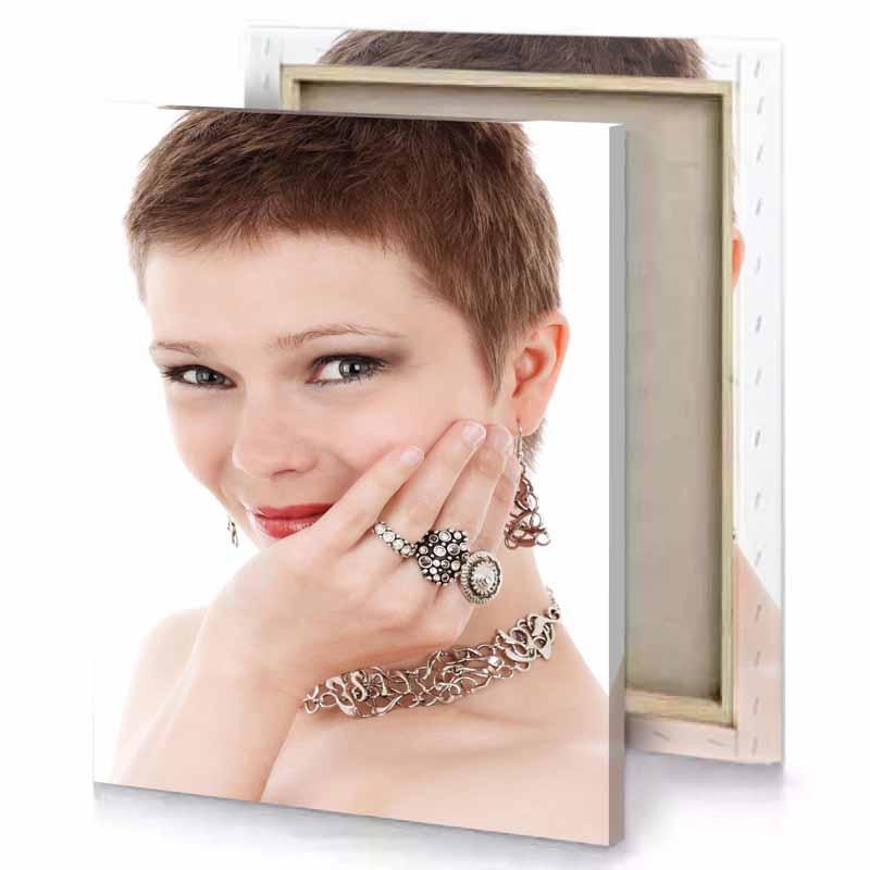 a woman with ring and necklace white smoke canvas
