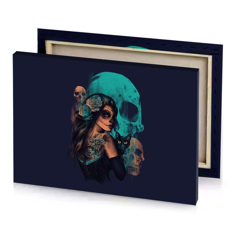 a woman with skull on her head bittersweet shimmer canvas