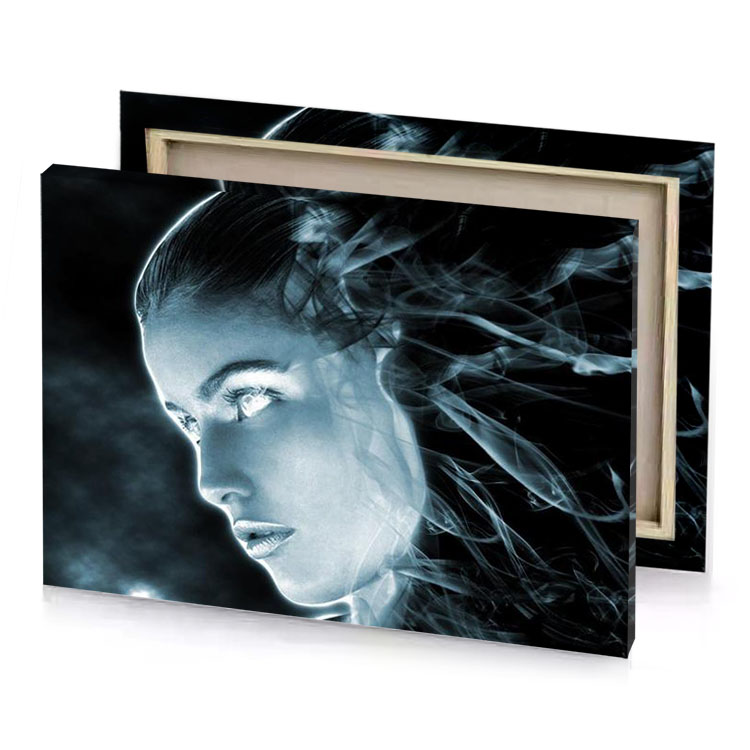 a woman with smoke in her hair smoky black canvas
