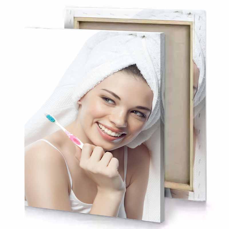 a woman with towel on her head white smoke canvas