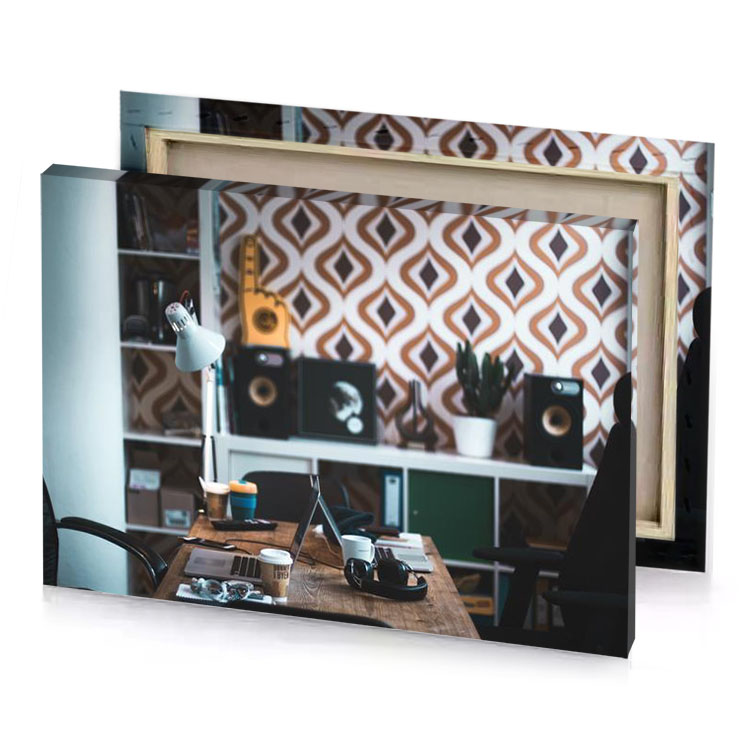 a wooden desk bistre canvas