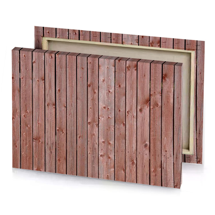 a wooden fence with red wood panel rosy brown canvas