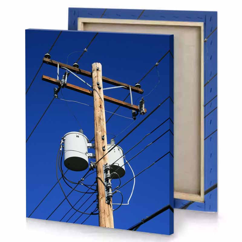 a wooden pole with two white buckets on it dark cornflower blue canvas