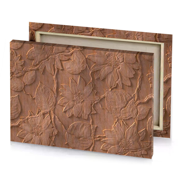 a wooden surface with pattern of leaves canvas